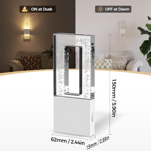 Image of DORESshop Night Lights Plug Into Wall, Bubble Acrylic Night Light | Foldable Plug Design, Dusk to Dawn Sensor, 3000K Soft White, Dimmable Nightlights for Bathroom, Hallway, Bedroom, 2 pcaks