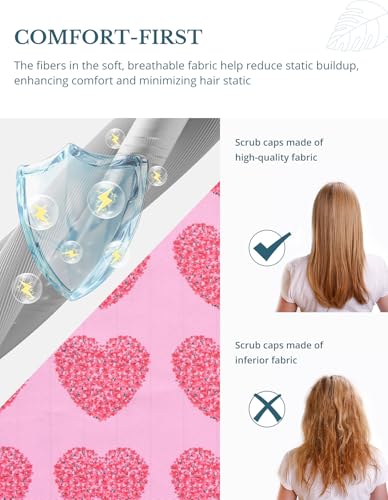 Image of Scrub Caps for Women with Buttons, Classic Surgical Caps | Double-Sided Printed, Adjustable,Long Hours, Sweatbands, Fabric Help Reduce Static Buildup
