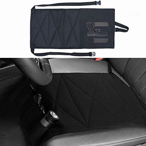 LIVIQILY Under The Seat Concealment Pistol Holster with Pieces Pouch for Medium Large Adjustable Guns for Most Cars Trucks Vans