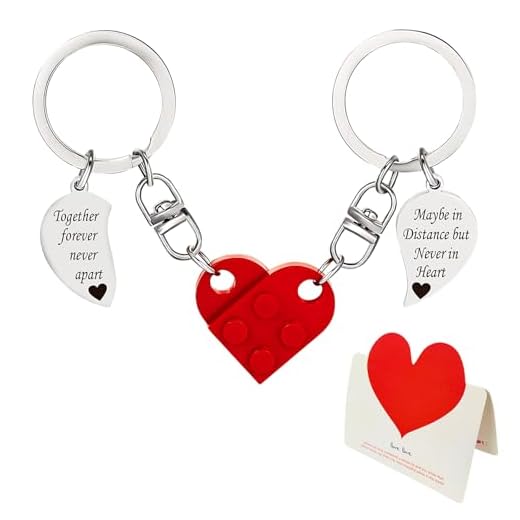 Chaveiros de coração de casal combinando com cartão de aniversário de coração, conjunto de chaveiros de coração, dia dos namorados, Natal, aniversário, presentes para casal, namorado, namorada, ele,