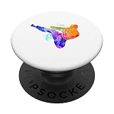 Geschenk für Karate Shotokan High Kick Schwarzer Gürtel - PopSockets Ausziehbarer Sockel und Griff für Smartphones und Tablets