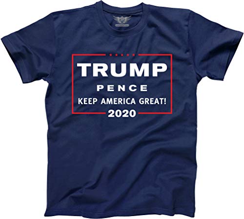 GunShowTees Men's Donald Trump President 2020 Keep America Great Shirt, Medium, Navy