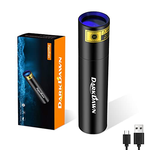 DARKDAWN UV Torch 365nm Black Light Mini Flashlight USB Rechargeable