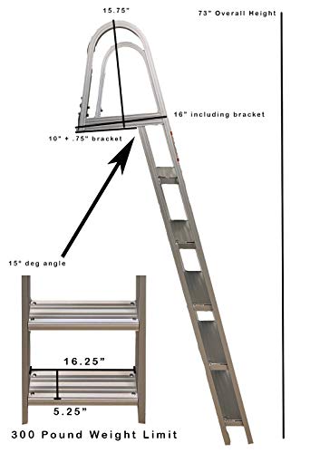 Class A Customs Marine Pontoon Boat Dock Heavy Duty Aluminum 5 Step Removable Boarding Ladder FIXD-PBDL5S-AL