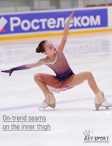 Image of Women Mesh Tights for Figure Ice Skating with Seam over the Heel of the Boot