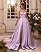 Ibpdea Satin Prom Dresses for Women Strapless Ball Gown Beaded Formal Evening Dress with Slit Light Blue Size 2