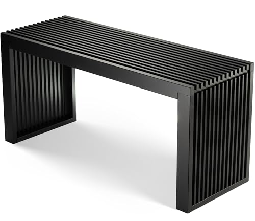 BAM BOO BOX Sitzbank aus Bambus Schwarz – stabile Holzbank ohne Lehne für Flur, Bad, Küche, Esszimmer oder Schlafzimmer – kleine Sitzbank Holz 90x33x43 cm – bis 250 kg belastbar