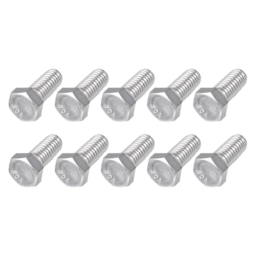 Image of METALLIXITY Hex Head Bolts (3 /8-16 x 7 /8 inch) 15Pcs, 304 Stainless Steel 18-8, Fully Threaded, External Hex Drive, Plain Finish, Hex Head Screw Bolt, Silver