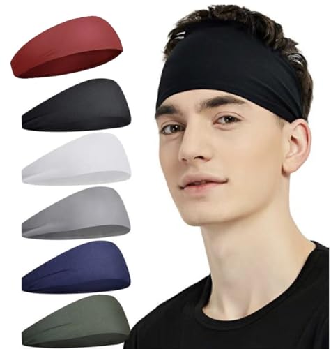 QZLSAYSLFascia Capelli, Fascia Capelli Uomo, 5 Pcs Fascia Per Capelli Uomo Sport Fascia Elastica Capelli, Accessori Capelli Per La Corsa E Il Fitness (colore puro)