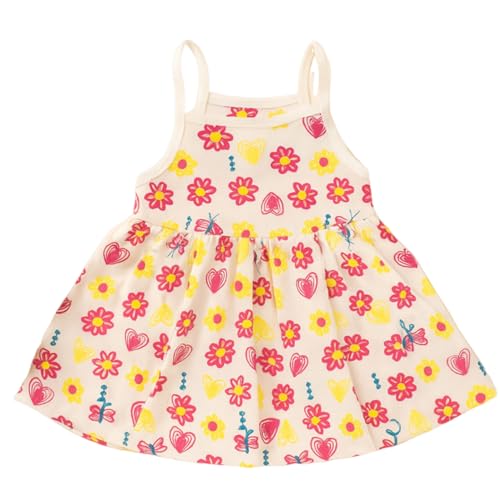 Image of Kidbea Baby Girls' Floral A-Line Frock with Shrug | Cotton Casual Wear, Printed Dress for Infant Kids (Yellow, 12-18 Months)