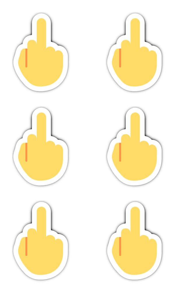 Stickers: 50 mm, Pack of 6 Emoji Hand Gesture Middle Finger Funny Sticker for Car Laptop Helmet