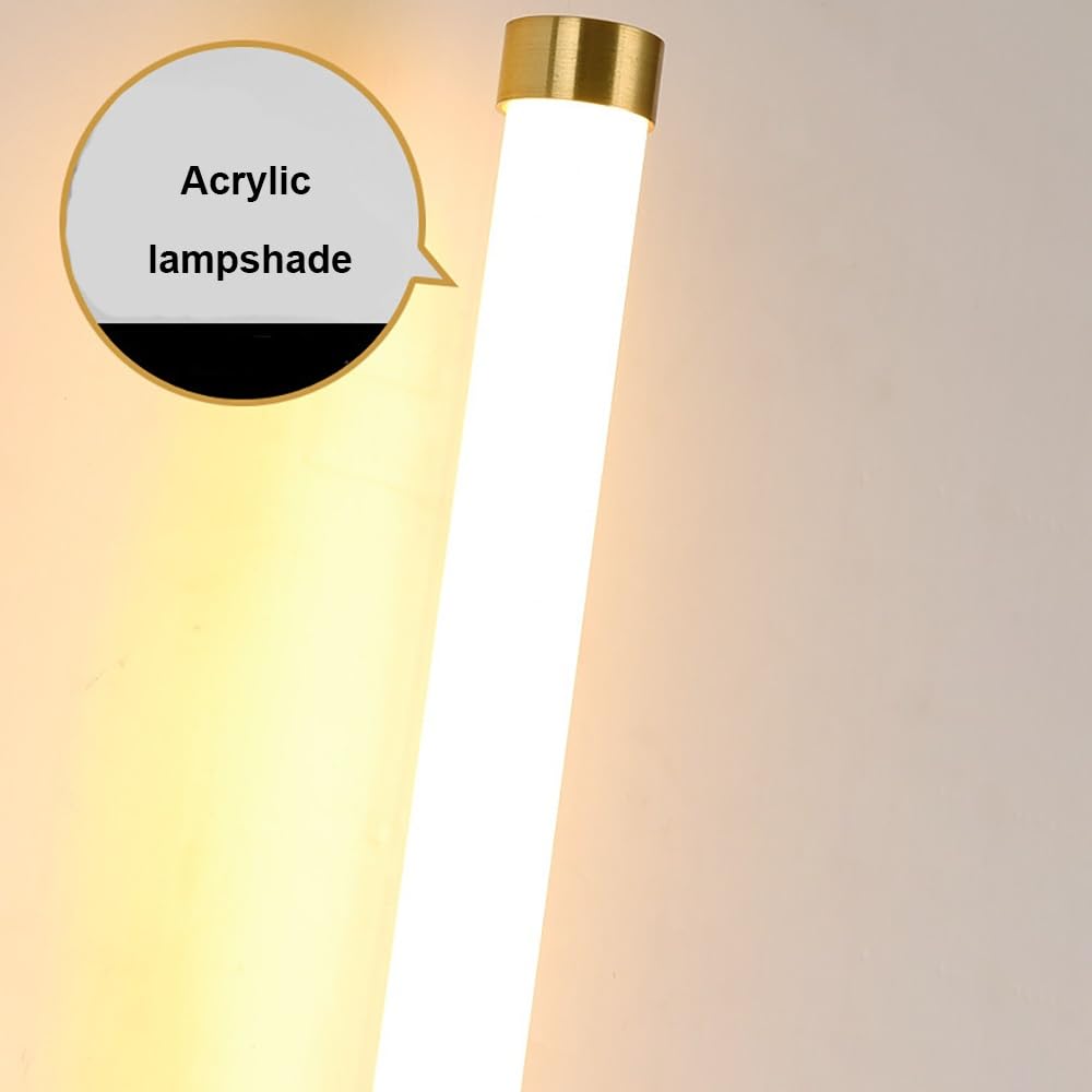 Nowoczesna liniowa lampa ścienna LED z długim korpusem świetlnym i optyką lustra, akrylowa lampa ścienna w kolorze złotym do sypialni, korytarza, salonu i łazienki