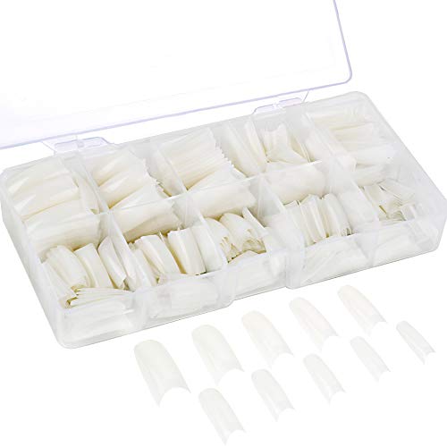 VINFUTUR 500 Stück Falsche Nägel 10 verschiedene Größen Natürliche französische Nail Sticker Künstliche Fingernägel False Nail Tips