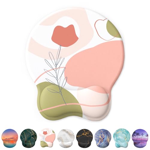 Giecy Mouse Mat Wrist Support Ergonomic Gel Mouse Pad Mouse Wrist Rest with Non-slip Base for Home Office Computer Laptop (Pink Rose)