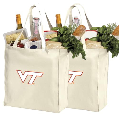 Broad Bay Reusable Virginia Tech Hokies Shopping Bags or Virginia Tech Grocery Bag 2Pc SET NATURAL...