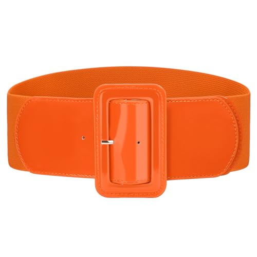 VONMELLI Stretchy Wide Women Belts Elastic Vinatge Orange Belts for Women Fashion Ladies Waist Belt for Dress L