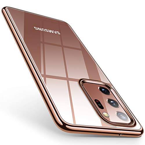 TORRAS Crystal Clear Note 20 Ultra Case, Galaxy Note 20 Ultra Case, Ultra-Thin Slim Fit Flexible Rubber Phone Cover Compatible for Samsung Note 20 Ultra Case, Glossy Gold