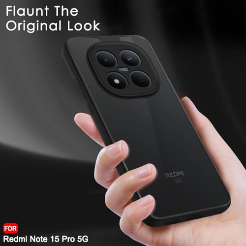 Image of TheGiftKart Hybrid Shockproof Back Cover Case for Mi Redmi Note 15 Pro 5G | Camera Protection Module | Hard Back Cover Case for Redmi Note 15 Pro (PC & TPU, Translucent Smoke Matte Back, Black Sides)