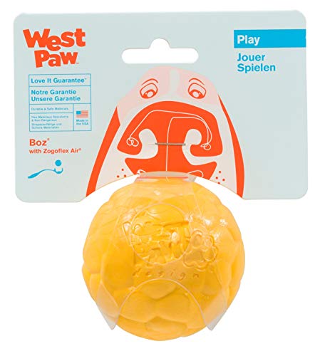 West Paw Zogoflex Air Boz Dog Toy â€“ Floatable Pet Ball for Dogs, Fetch, Play, Chewing â€“ Non-Toxic, Recyclable, Latex-Free Canine Toys â€“ Durable Exterior Texture, Bouncy Squishy Ball, Small, Dandelion