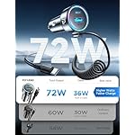 72W Car Charger USB C for iPhone 17/16, 36W Super Fast Charging Type C Coiled Cable for iPhone 17/16 Pro Max Plus/Samsung S25/S24/S23/Pixel 10 Car Phone Charger Adapter for Pixel/Android, iPad Pro