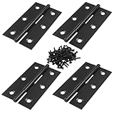 Marvexi 4PCS 3 Inch Stainless Steel Door Folding Butt Hinges, Black Metal Bisagras para Puertas with Screws for Door, Furnitures, Windows, Cabinet,Cupboard, Dressers