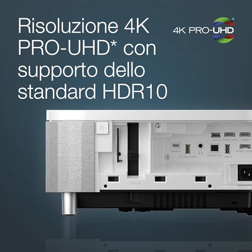 Epson EH-LS800W Videoproiettore Laser PRO-UHD 4K 16:9, Ottica Ultra Corta Epiqvision, Smart Android Tv, 4000 Lumen, Bluetooth/Hdmi/Usb/Wlan, Chromecast, Sorround 3D Yamaha, Proiezione Max 150” Bianco - 6