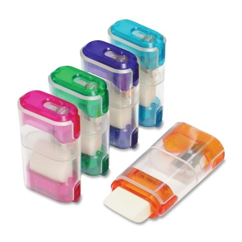 Taille-crayon portable avec gomme intégrée 1 trou de 6,6 cm de couleurs assorties