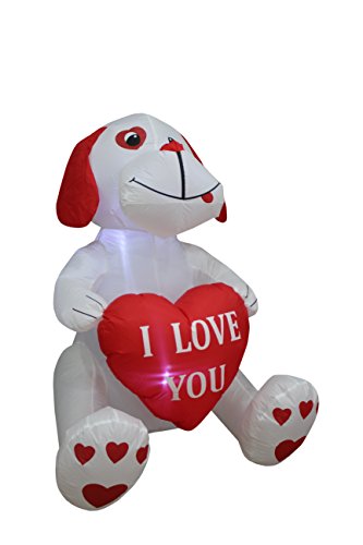 4 Foot Tall Valentines' Day Inflatable Puppy Dog With Red Heart "I Love You" Romantic Sweet Valentines Gift For Couples, Pre-Lit Led Lights Outdoor Indoor Holiday Blow Up Lighted Yard Decoration #TOP2