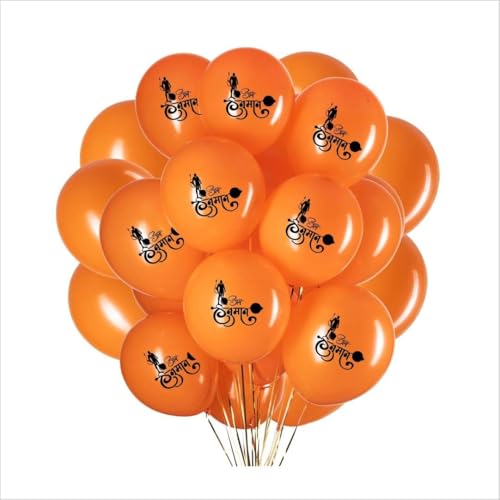 Image of HK Balloons 50Pcs Shree Hanuman Jayanti Decoration Printed Orange Balloons For Hanuman Jayanthi Inauguration and Religious Festival Decoration /Jai Shree Hanumanji Puja,Temple Decorations Ram Navami