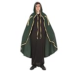 100% polyester Capa Medieval Mariana Verde Bordado Oro para adultos
