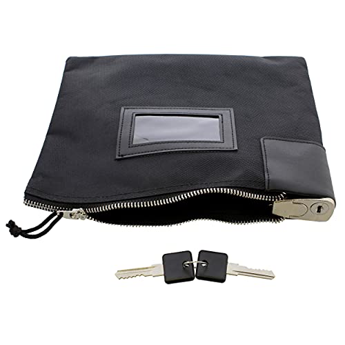 BISupply Locking Money Bag Locking Pouch Zipper Bank Bag with Lock Locking Cash Bag Lock Pouch Lock Bag in Black