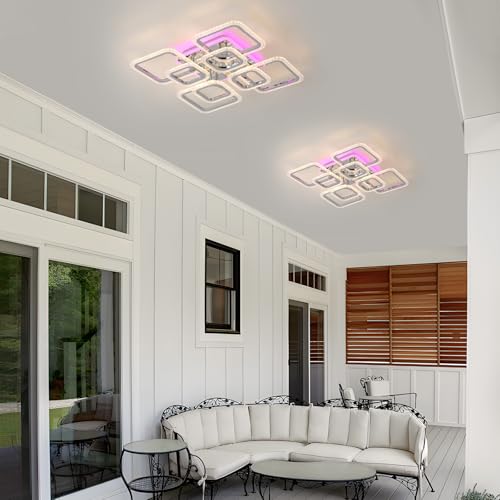 Lustre salon moderne 80W dimmable à température réglable 3000-6000K