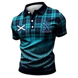 Scotland T-Shirt Herren - Trikot Poloshirts 2026 England Fußball EM WM Trikot - Schottland Schriftzug Retro T-Shirts mit Flagge Scots Schottische Nation Schotland Fußballfans (Sky Blue-1, XXXL)