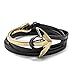 The Perfect Anchor Bracelet Handmade with Genuine Leather Wrap and Gold Tone Viking Anchor - Rust Proof for Men & Women - Sale !!