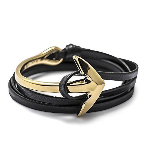 The Perfect Anchor Bracelet Handmade with Genuine Leather Wrap and Gold Tone Viking Anchor – Rust Proof for Men & Women