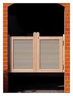 Louvered Swing Doors,Solid Wood Swinging Double Doors for Commercial Kitchen 130cm Wide Interior Louvered Swing Door with Auto Closing Feature Ideal for Shop Exits Nurseries and Outdoor Show