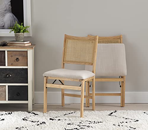 Powell Kasi Beige Rattan Cane Folding Foldable Dining Side Chair, Natural #TOP2