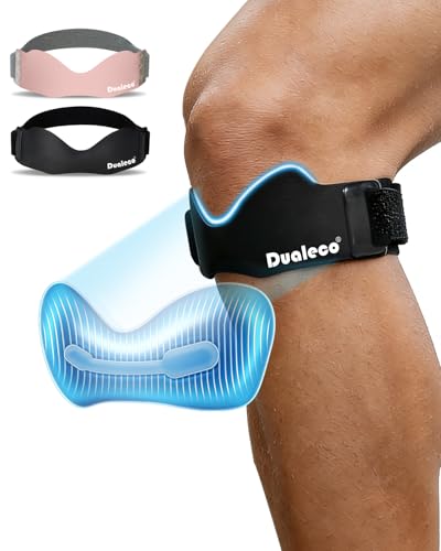 Dualeco Patella Tendon Knee Strap with 3D Cushion Upgraded V Shaped Knee Support for Men/Women Anti-Slip Knee Brace for Running/Gym/Weight Lifting Patellar Strap for Meniscus Tear/Arthritis 1PCS
