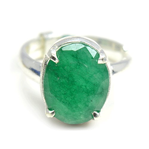 Bague émeraude 6 carats en argent 925 ajustable de haute joaillerie