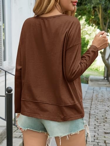 Image of Cicy Bell Womens Long Sleeve V Neck T Shirts Casual Flowy Loose Fit Tops