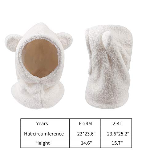 Baby Girls Boys Winter Warm Scarf Hat Kids Thick Earflap Hood Cap With Ear 6M-7T (White,S) #TOP6