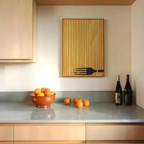 Peintures décoratives pâtes rétro pour réchauffer une cuisine blanche