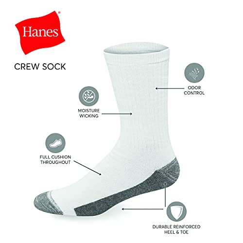 Hanes Ultimate Men Socks, 6-Pair Hanes Ultimate Men S 6 Pack Ultra Cushion Freshiq Odor Control With Wicking Crew Socks Black, Black, One Size Us #TOP1