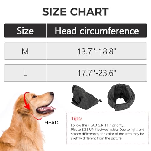 Image of NACOCO Dog Calming Hoodie Adjustable - Anti-Slip Hematomas Noise No Shake Head Wrap Ear Covers Muffs for Dogs Anxiety Relief Noise Canceling Protection Fireworks Grooming Medium (Grey,L)
