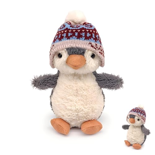 RQcMid Pinguin Kuscheltier 16 cm Weicher Plüschpinguin mit Mütze Ideal für Babys und Kinder als erster Spiel- und Reisebegleiter Fördert die Entwicklung und das Interesse an Tieren und Natur
