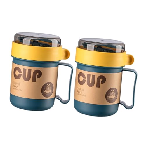 Taza de leche hermética de material PP resistente con tapa y cuchara 2