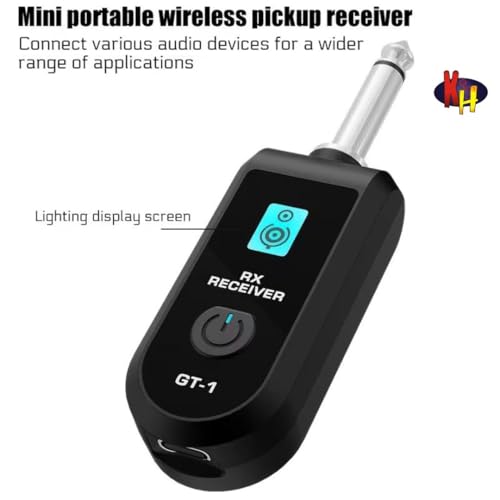 Image of kh Wireless Guitar System One Transmitter to One Receivers | Built-in Rechargeable Battery | 6.35mm Plug Wireless Audio Transmitter & Receiver for Electric Guitar, Bass, Keyboard, Amplifier, Mixer