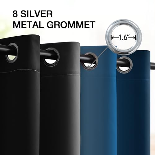Image of SimpleHome Ombre Room Darkening Curtains 84 inches Length for Bedroom,Grommet Gradient Light Blocking Blue and Black Gradient Window Curtains for Living Room,2 Panels, 52x84 inches