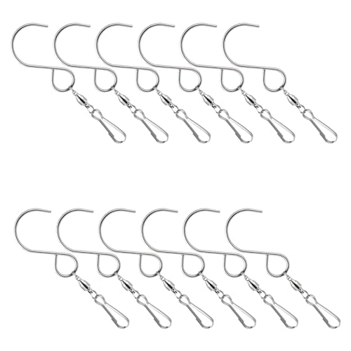OFFSCH Ganci Girevoli in Acciaio 304 90Mm Clip Doppia 16 Pezzi per Appendere Carillon a Vento Girandole e Decorazioni da Esterno su Balconi Patio e Giardino
