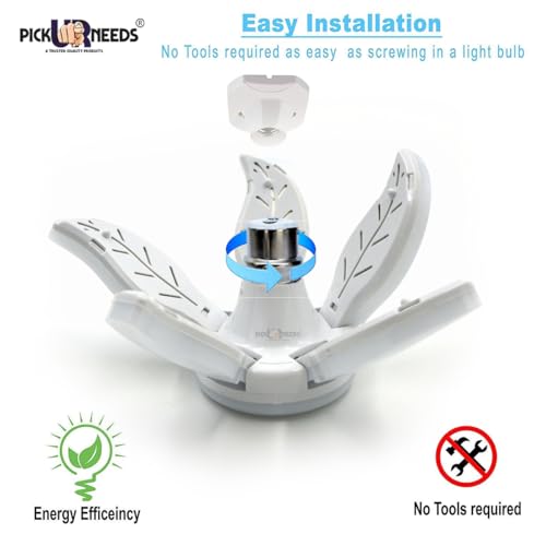 Image of Pick Ur Needs B22 Foldable LED Blade Light Fan Bulb, 60 Watt, Super Bright Angle Adjustable Home Ceiling Lights, Cool White Light (P2)